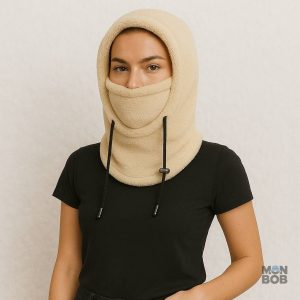 Cagoule capuche femme beige, accessoire tendance