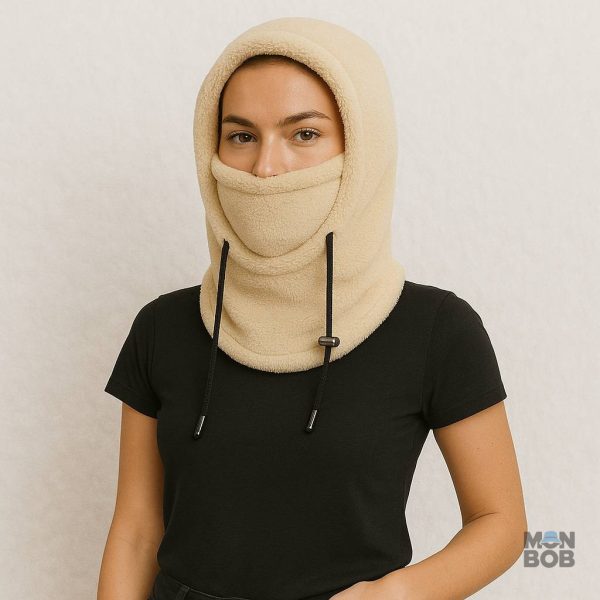 Cagoule capuche femme beige, accessoire tendance