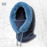 Cagoule Femme Hiver bleu pour protection contre le froid