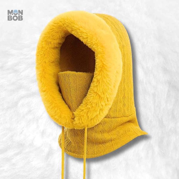 Cagoule jaune femme hiver confortable et stylée