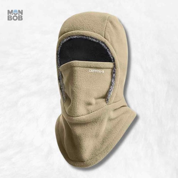 Cagoule hiver beige pour homme, protection contre le froid