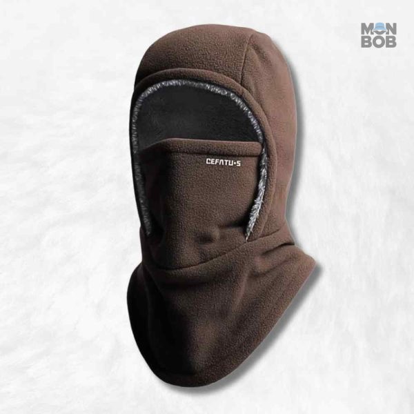 Cagoule hiver homme marron, protection contre le froid