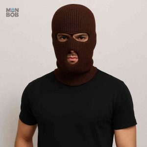 Cagoule marron pour homme, modèle à 3 ouvertures