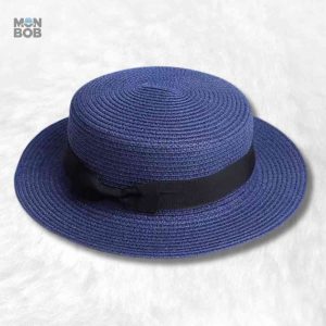 Canotier bleu marine en paille