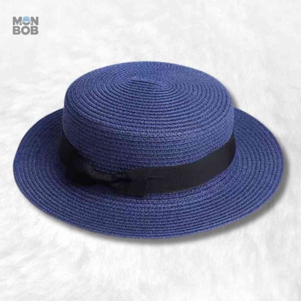 Canotier bleu marine en paille