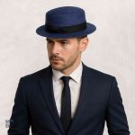 Chapeau canotier en paille marine