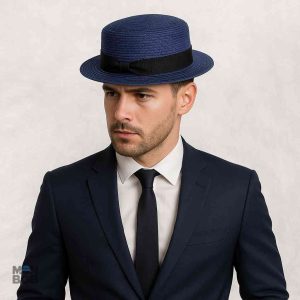Chapeau canotier en paille marine