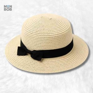 Canotier Femme en Paille Beige
