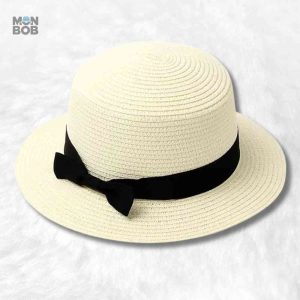 Canotier Femme en Paille Crème élégant et stylé