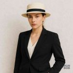 Chapeau en paille crème pour femme, accessoire tendance