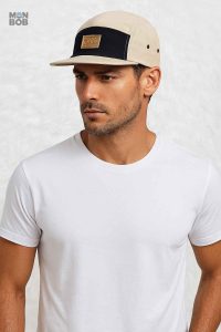 Casquette beige 5 Panel, style décontracté