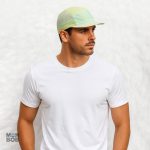 Détail de la casquette 5 Panel en couleur verte