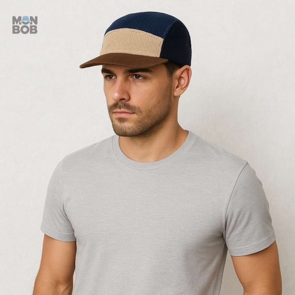 Casquette velours côtelé 5 Panel couleur crème