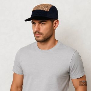 Casquette noire en velours côtelé, style 5 Panel