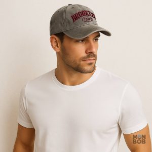 Casquette Brooklyn en gris, style américain classique