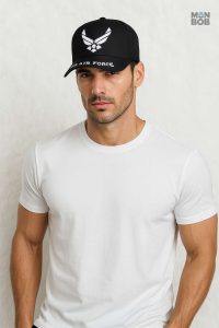 Casquette noire style militaire, parfaite pour les fans de l'Armée de l'Air