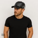 Casquette chapka grise en cuir végane, style unique