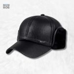 Casquette Chapka en cuir végane noir