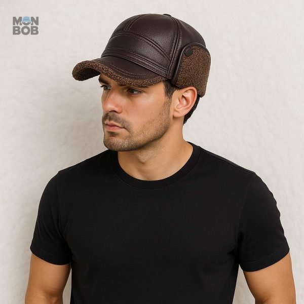Casquette marron en moumoute, parfaite pour l'hiver