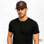 Casquette marron en cuir végan pour homme, style moderne