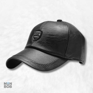 Casquette végan en cuir noir pour homme