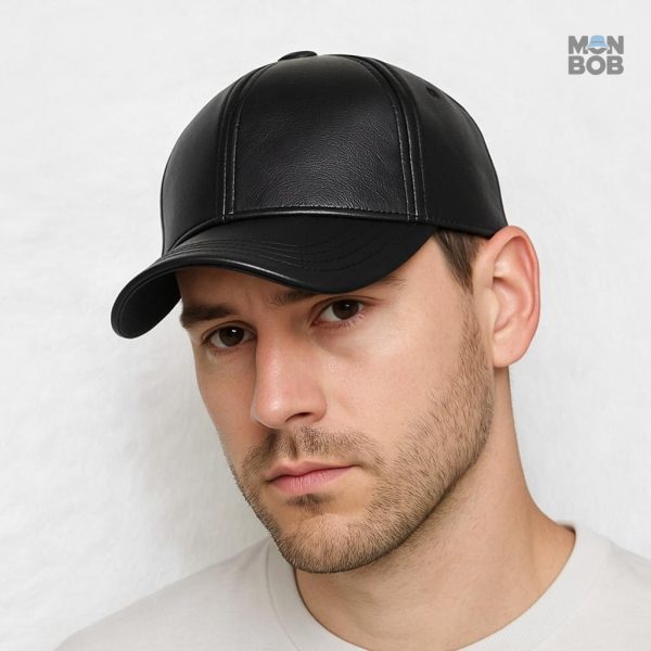 Casquette noire en cuir végan, accessoire tendance et durable