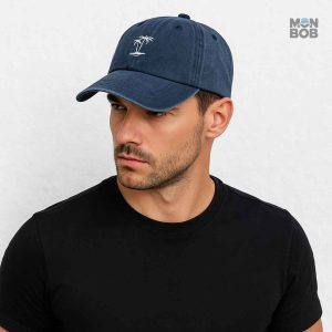 Casquette Bleue avec motif palmier pour l'été