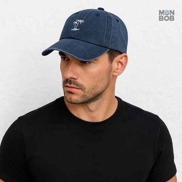 Casquette Bleue avec motif palmier pour l'été