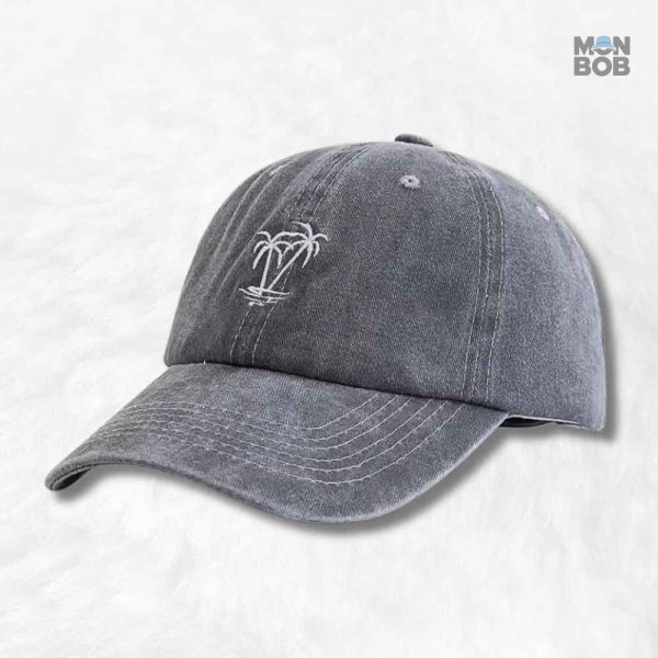 Casquette été grise avec motif palmier