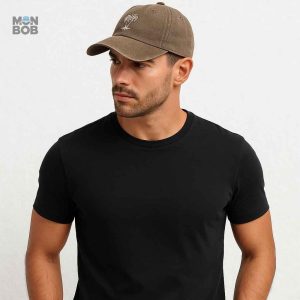 Casquette été marron au design tropical