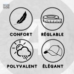 Casquette 65 cm en noir, idéale pour les grandes tailles et le confort