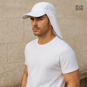 Accessoire de mode blanc, casquette longue visière anti-UV