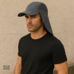 Visière longue casquette anti-UV grise
