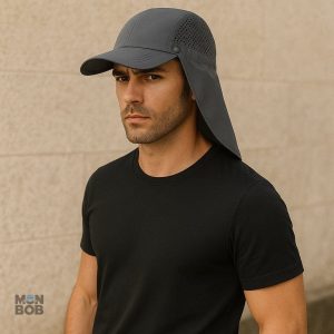 Visière longue casquette anti-UV grise