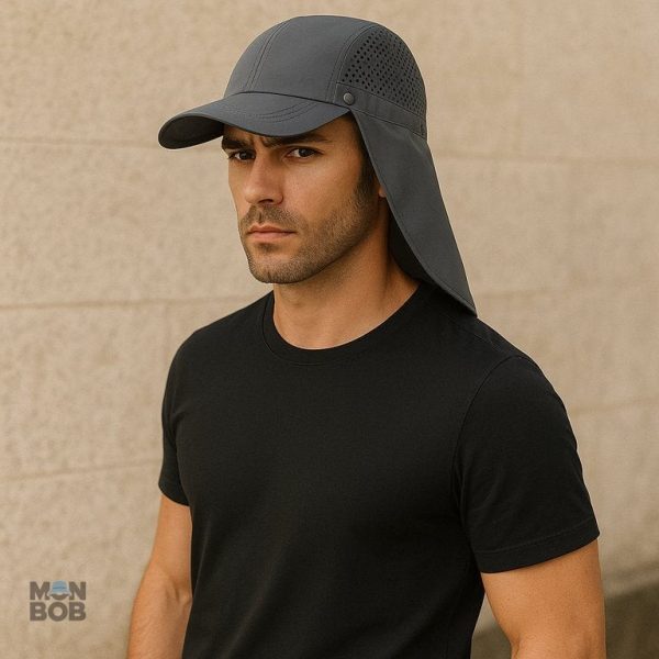 Visière longue casquette anti-UV grise