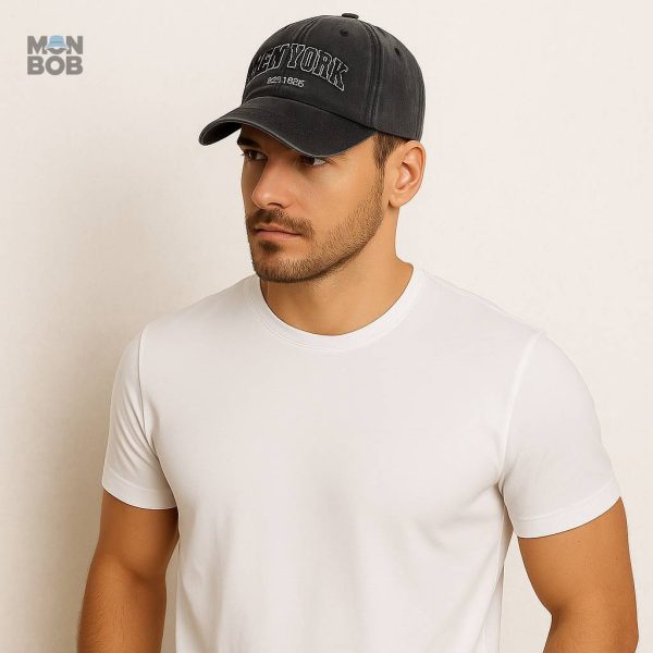 Casquette noire inspirée de New York, accessoire tendance