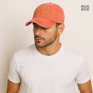 Casquette orange New York, accessoire tendance pour l'été