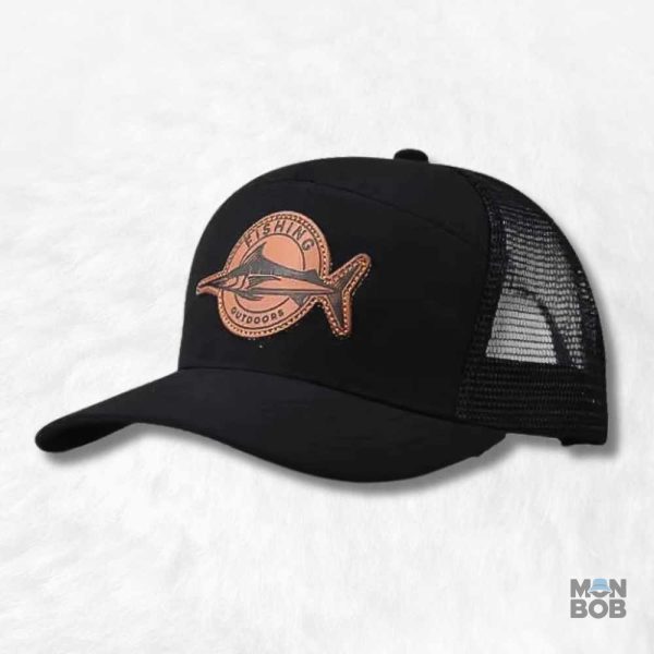 Casquette Pêche Trucker noire, style décontracté et pratique