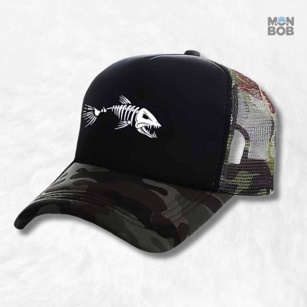 Casquette camouflage pêcheur avec motif poisson