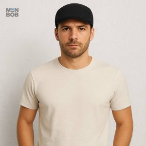 Casquette noire pour homme, style plat classique