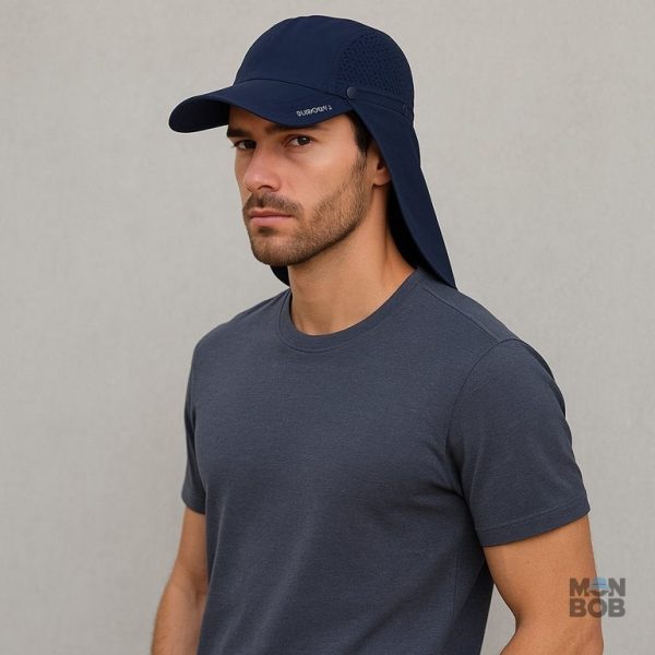 Accessoire de tête bleu, idéal pour le plein air avec protège nuque