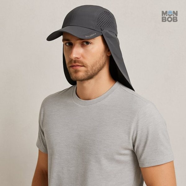 Casquette grise pour protection solaire nuque