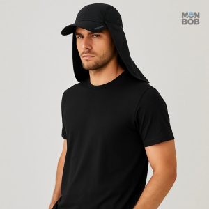 Casquette avec protection du cou en coloris noir