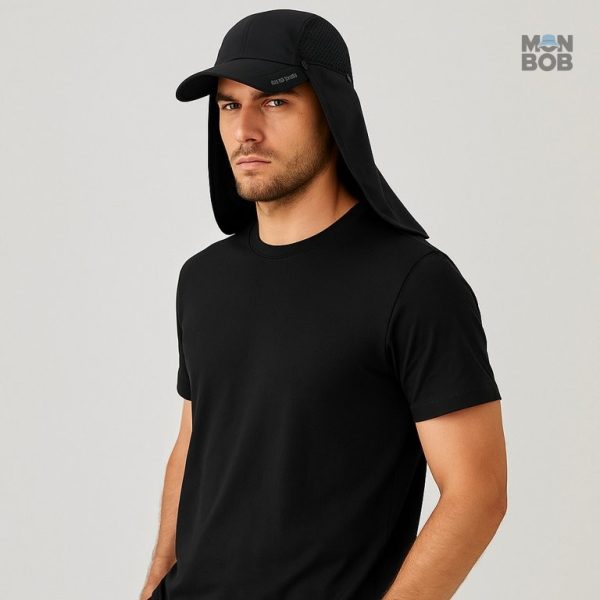 Casquette avec protection du cou en coloris noir