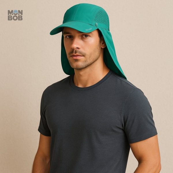 Casquette nuque verte, idéale pour activités en extérieur