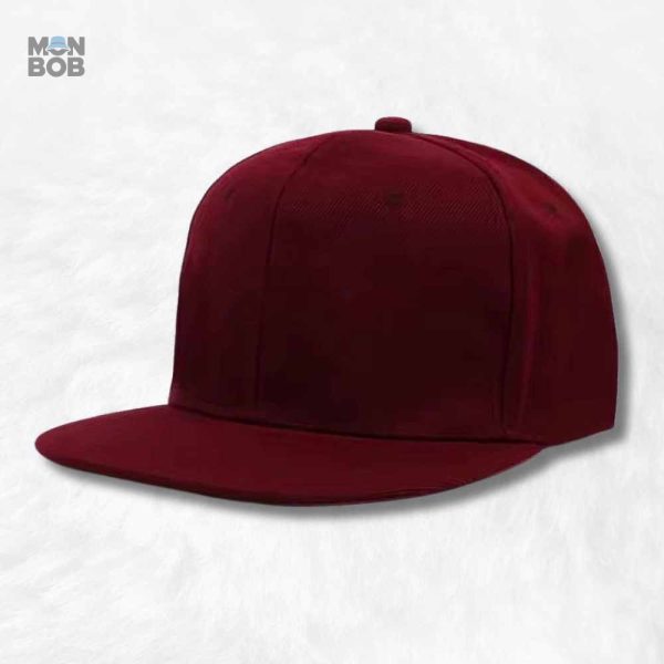 Casquette Snapback bordeaux à visière plate