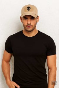 Casquette Beige avec motif Tête de mort stylé