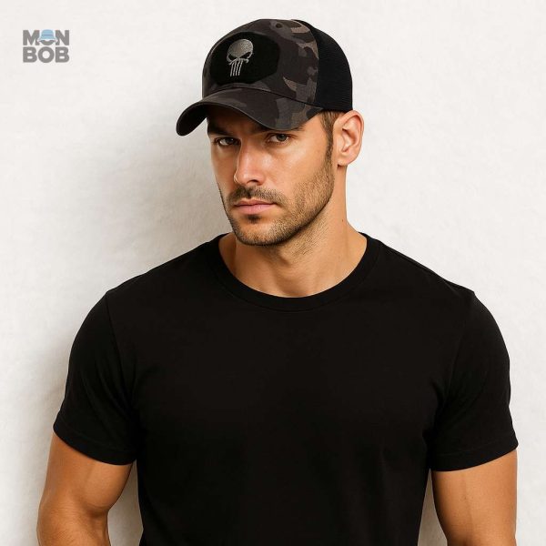 Casquette Tête de mort en design camouflage noir