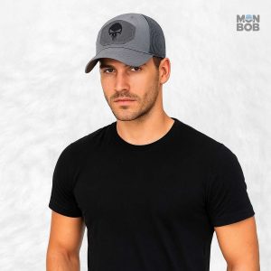 Casquette stylée tête de mort en couleur grise