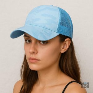 Casquette Trucker femme en bleu, style décontracté